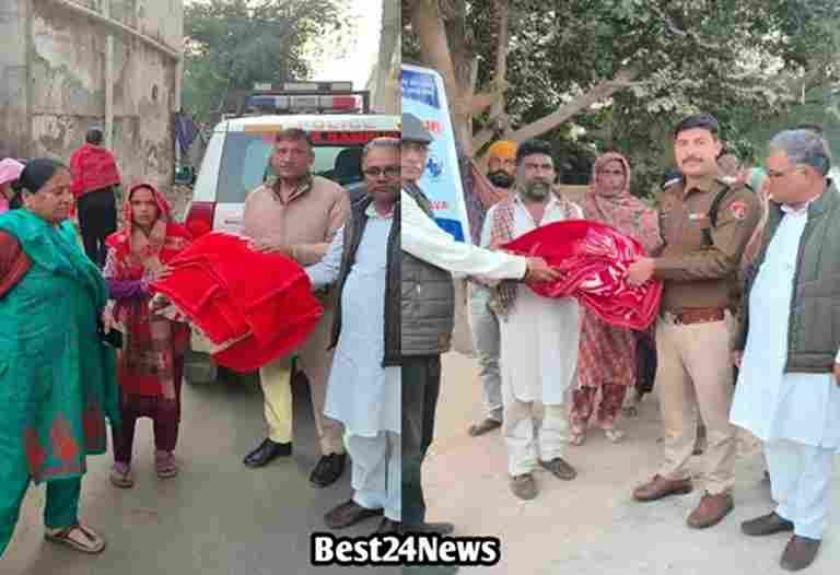 ठंड में जरुरतमंदो के लिए रेवाड़ी पुलिस बनी सहारा: समाज सेवी संस्थाओं के सहयोग से झुग्गी-बस्तियों में बांटे कंबल व गरम कपड़े