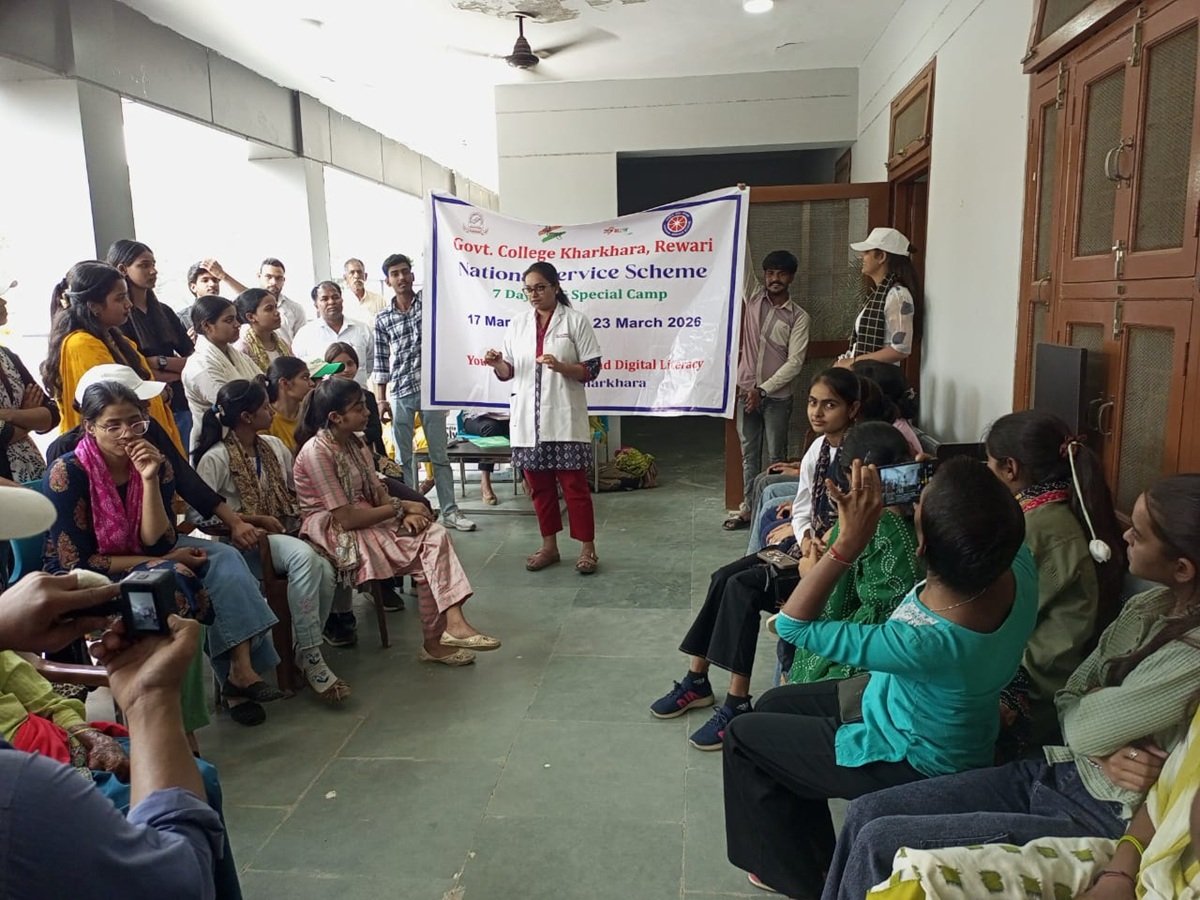 Volunteers practiced yoga at Government College Kharkhada