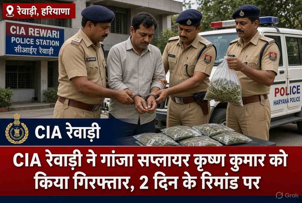 CIA रेवाड़ी ने गांजा सप्लायर कृष्ण कुमार को किया गिरफ्तार, 2 दिन के रिमांड पर. AI