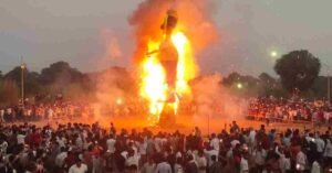 धारूहेड़ा: अधर्म पर हुई धर्म की विजय, धू-धू कर जला रावण
