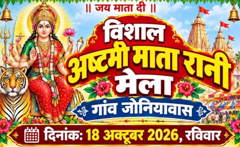 जोनियावास माता मंदिर में मेला व कुश्ती दंगल 18 को